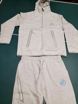 Men's Pink Dolphin Wave Activewear Full Zip Hoodie and Jogger Set Heather Gray - Image 1 of 4