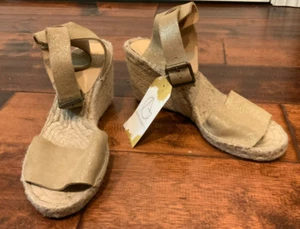 J. Tacones de cuña alpargata con tiras doradas brillantes Crew, talla 9 (EE. UU.) - Imagen 1 de 8