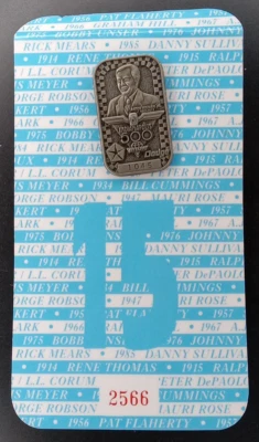 Indianapolis 500 Pit Badge 1991 #1045 Indy Pin Dodge Vintage Silver & Card - Image 1 of 4