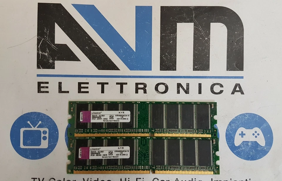 Memoria RAM DDR1 2GB Kingston Corsair PC3200 400MHz 2x512MB PC2700 333MHz DDR - Immagine 1 di 1