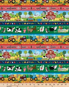 Barnyard Rules Repeating Stripe 14372-99 100% Cotton Fabric By the half yard - Picture 1 of 2