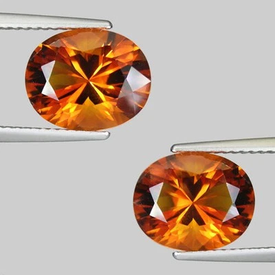 6.24 ct SUPERB LUSTROUS ORANGE YELLOW  NATURAL CITRINE Oval Pair See Vdo 3349 SP - Image 1 of 2