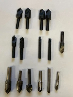 15 HS COUNTERSINKS w/ DIFFERING FLUTE ARANGEMENTS - 1/4" to 1/2" - Image 1 of 2