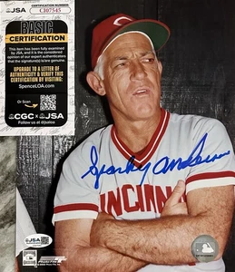 SPARKY ANDERSON Signed 8x10 Photo..CINCINNATI REDS HOF LEGEND..(d.2010) JSA COA - Picture 1 of 2