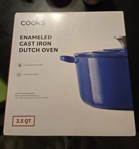 Cooks Marke: 3,5 qt emaillierter Gusseisen Dutch Oven mit Deckel - blau - OVP - einmal benutzt - Bild 1 von 3