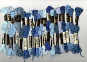 Blue DMC Floss Embroidery Skeins All Different Lot of 20 #10B - Picture 1 of 1
