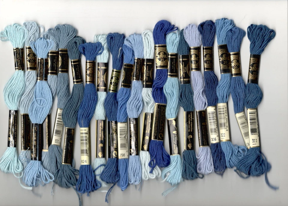 Blue DMC Floss Embroidery Skeins All Different Lot of 20 #10B - Image 1 of 1