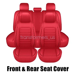 For Nissan Full Set 5-Sits Front&Rear Seat Cover Faux Leather Protector Pad Red - Picture 1 of 9
