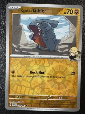 Cynthia's Gible 102/182 Reverse Holo Common SV10: Destined Rivals NM - Image 1 of 2
