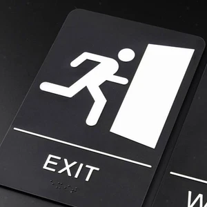 Exit Sign with Braille 9 x 6 inch Decal for Door or Wall Indoor Outdoor Bar - Picture 1 of 7