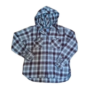 Carhartt Hoodie Womens Large Wine Red White Cotton Plaid Flannel Shirt 104517 - Picture 1 of 12