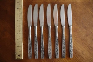 Set 7x Imperial International IIC DAVOS Edelstahl schwarz Blumen Dinner Messer 8,6" - Bild 1 von 9