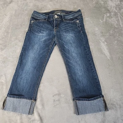 Candies Capri Jeans Womens 9 Blue Denim Shorts Distressed Cuffed Casual  - Image 1 of 4