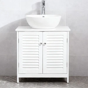 Bathroom Vanity Cabinet with 2 Doors Shelf White Sink Organizer Storage Cabinet - Picture 1 of 8
