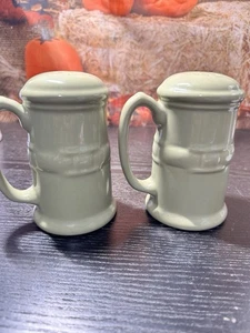 Longaberger Woven Traditions Pottery Stove Top Salt & Pepper Shakers SAGE GREEN - Picture 1 of 6
