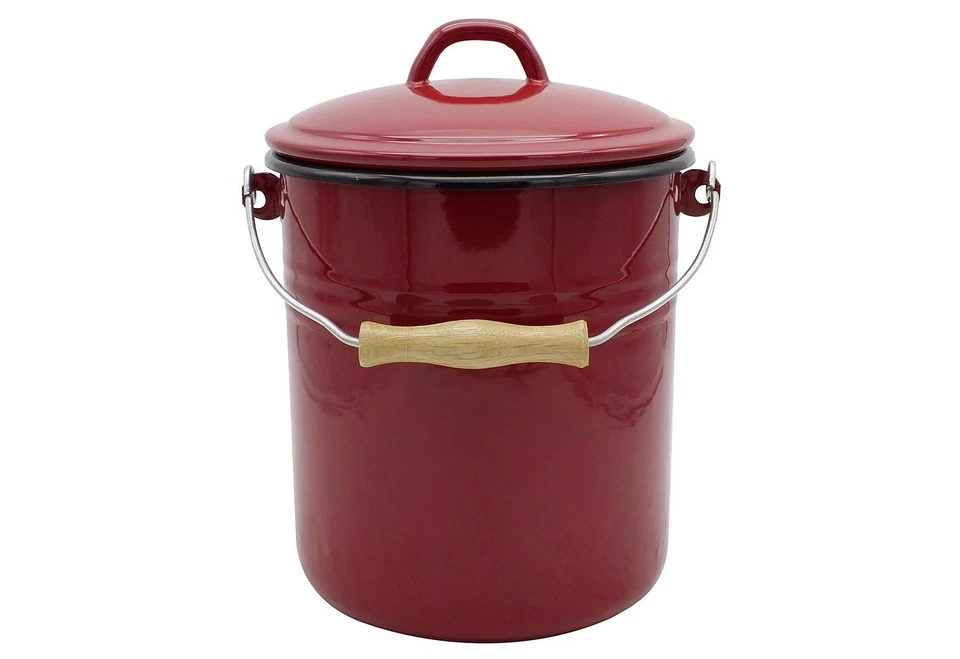 Karl Krüger Emaille Mülleimer mit Deckel - Bild 1 von 1