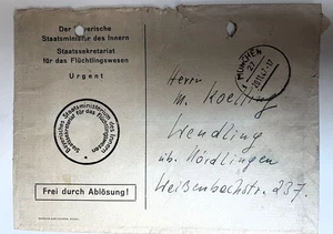 Deutschland - Brief Frei durch Ablösung - 1947 - Flüchtlingswesen - RRR -s. Scan - Bild 1 von 1
