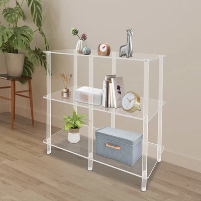 Consola de acrílico de 3 niveles, pequeña mesa de entrada con estantes de almacenamiento abiertos,... Foto 1 de 4