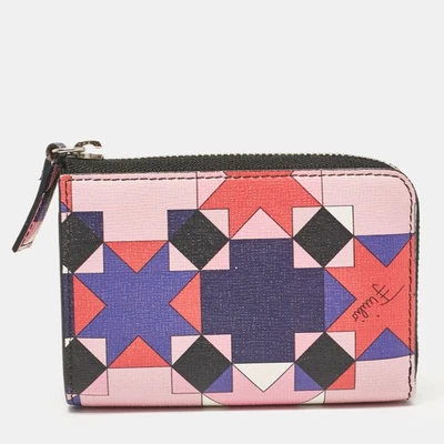 Cartera compacta Emilio Pucci de cuero estampado multicolor con cremallera Foto 1 de 4