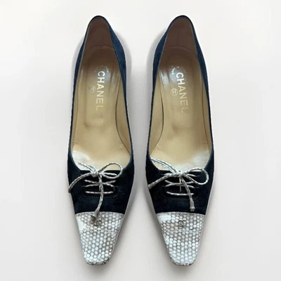 Tacones vintage para mujer CHANEL talla 38,5 con certificado de autenticación Foto 1 de 4