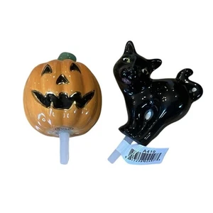 2 Nora Fleming Minis Halloween Scaredy Cat A419 Jack-o-lantern Carved Cutie A216 - Picture 1 of 9