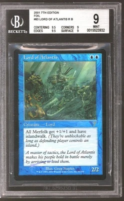Magic MTG 7th Edition Seventh Ed FOIL Lord of Atlantis BGS 9 2x 9.5 NEAR MINT NM - Image 1 of 2