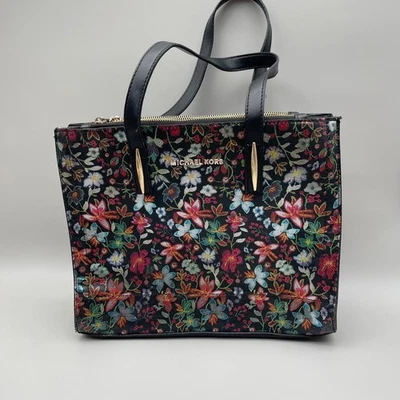 Women's Floral Tote Bag Handbag Purse Multi-Colour Flowers Top Handle - Image 1 of 4