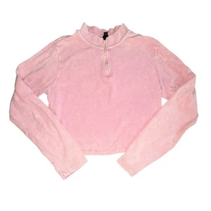 Camicia Wild Fable finto collo ritagliato 1/4 zip a costine - rosa - taglia XXL - fiera - Foto 1 di 7