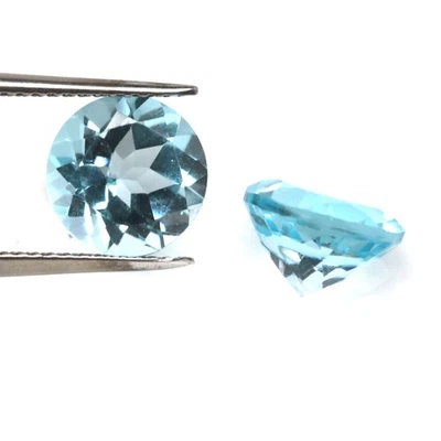 6.65 克拉 VVS 一对天蓝色黄玉巴西圆形 — 第 1/4 张图片