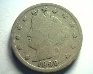 1899 LIBERTY NICKEL GOOD+ G+ NICE ORIGINAL COIN BOBS COINS FAST 99c SHIPMENT - Picture 1 of 2
