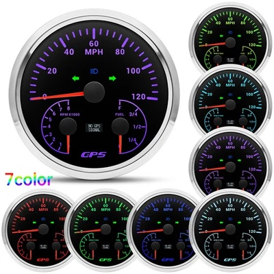 110MM Waterproof Boat 3 IN 1 GPS Speedometer 120MPH with Tacho Fuel Level Gauge - Image 1 of 4