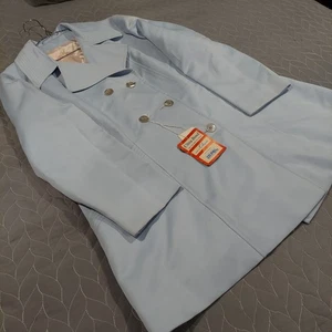 Vintage 1960er Sears Mode gefütterter EISBLAU Regenmantel Damen 181/2 NEU mit Etikett - Bild 1 von 23