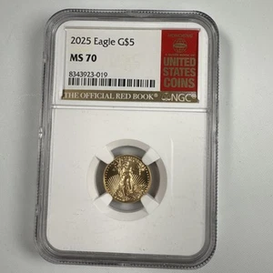 2025 $5 Gold American Eagle - 1/10 Oz. - NGC MS70 - Official Red Book Label - Picture 1 of 2