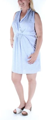 Vestido feminino BAR III azul claro geométrico sem mangas acima do joelho tamanho: G - Imagem 1 de 4