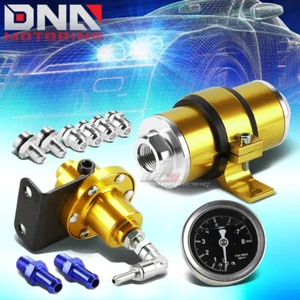 BILLET 30 MICRON INLINE PETROL FILTER+160 PSI 1:1 FUEL PRESSURE REGULATOR GOLD - Foto 1 di 9