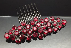 Formal Bridal Wedding Red Crystal Hair Large Comb Clip Pin 7.6cm Black - Picture 1 of 3