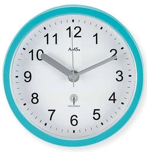 AMS 5921 Funkwanduhr modern Kunststoff blau 16 cm Funkwanduhren Baduhren - Bild 1 von 1
