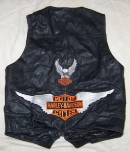 Wm's Vintage Harley-Davison Black Leather Vest - L - Aviator's Allix Clothes - Bild 1 von 19