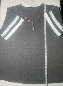 Bloomchic Womens Jersey Gray T Shirt 22-24 Stretch Short Sleeve Comfort New - Picture 1 of 3