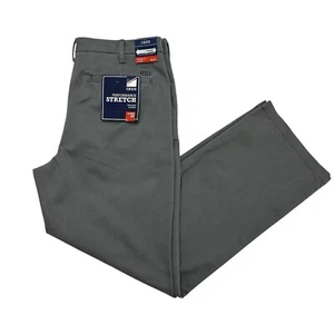 NWT IZOD Performance Stretch Pants Mens 36x32 Gray Classic Fit Sports Flex Waist - Picture 1 of 12