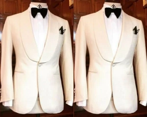 Tuta uomo bianca giacca scialle risvolto matrimonio sposo smoking formale ballo blazer - Foto 1 di 15