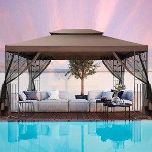 10'x13' Outdoor Pop Up Überdachung Partyzelt Garten Terrasse Pavillon mit Moskitonetz - Bild 1 von 26