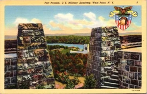 Postal de lino de la Academia Militar FORT PUTNAM WEST POINT, Nueva York NY - Imagen 1 de 2