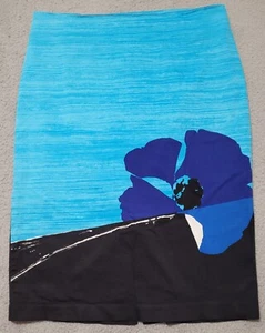7th Avenue New York & Company Turquoise Floral Skirt Size 14 - Picture 1 of 8
