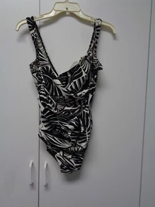 Traje de baño para mujer talla 10 Miraclesuit blanco y negro 1 pieza con aros - Imagen 1 de 5