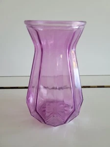 5.75 INCH LILAC ASYMETRICAL GLASS FLOWER VASE DIAMETER 2 INCHES - Picture 1 of 5