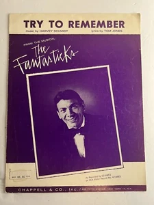 Vintage Sheet Music: THE FANTASTICKS Try To Remember - Tom Jones 1960 Ed Ames - Picture 1 of 6