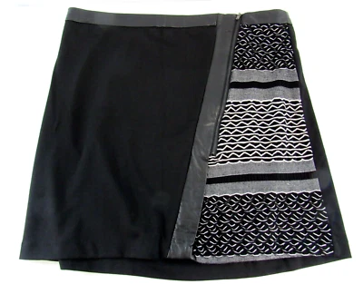 Falda eci New York Mixed Media Negra Blanca Cremallera Asimétrica Imitación Cuero 14 Foto 1 de 4