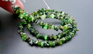 STUNNING NEW AAA NATURAL BRIGHT GREEN BLACK CHROME TOURMALINE NUGGET STRAND -16" - Picture 1 of 9