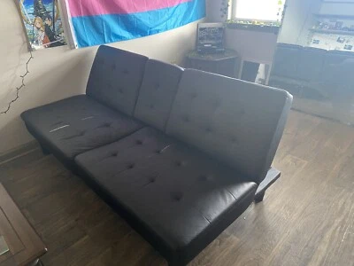 Futon - Black Faux Learher - Image 1 of 3